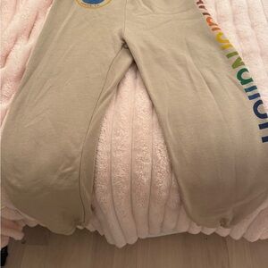 Aviator Nation Beige Cropped Pants with Rainbow Detail